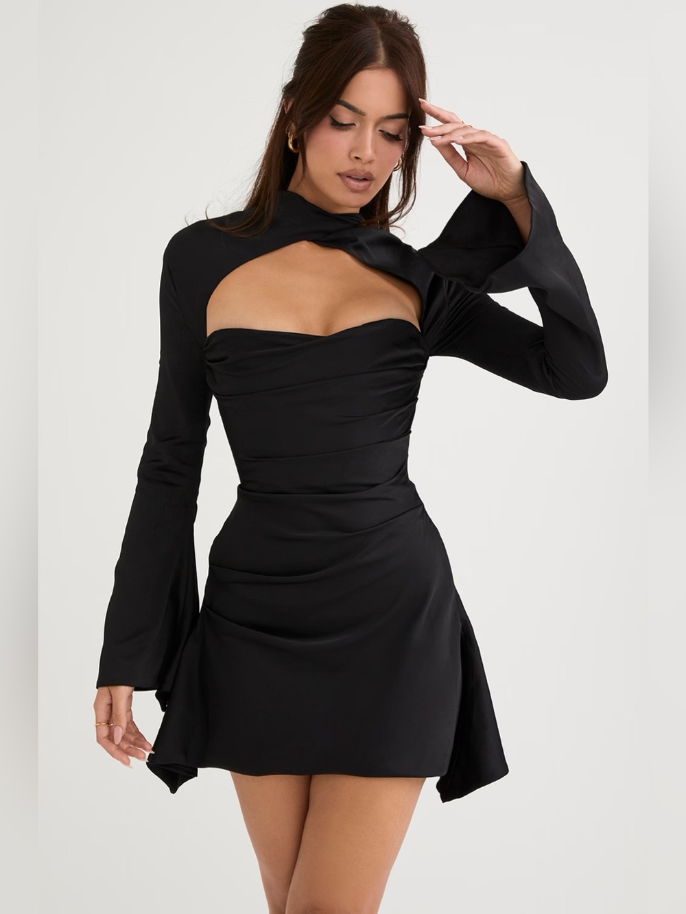 House of CB Toira black draped corset dress